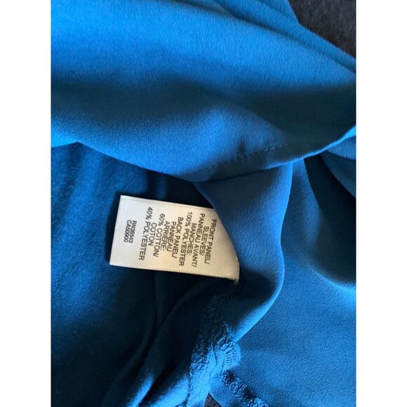 Van Heusen Womens Large Blue Blouse with Textured Sleeves - Picture 5 of 9